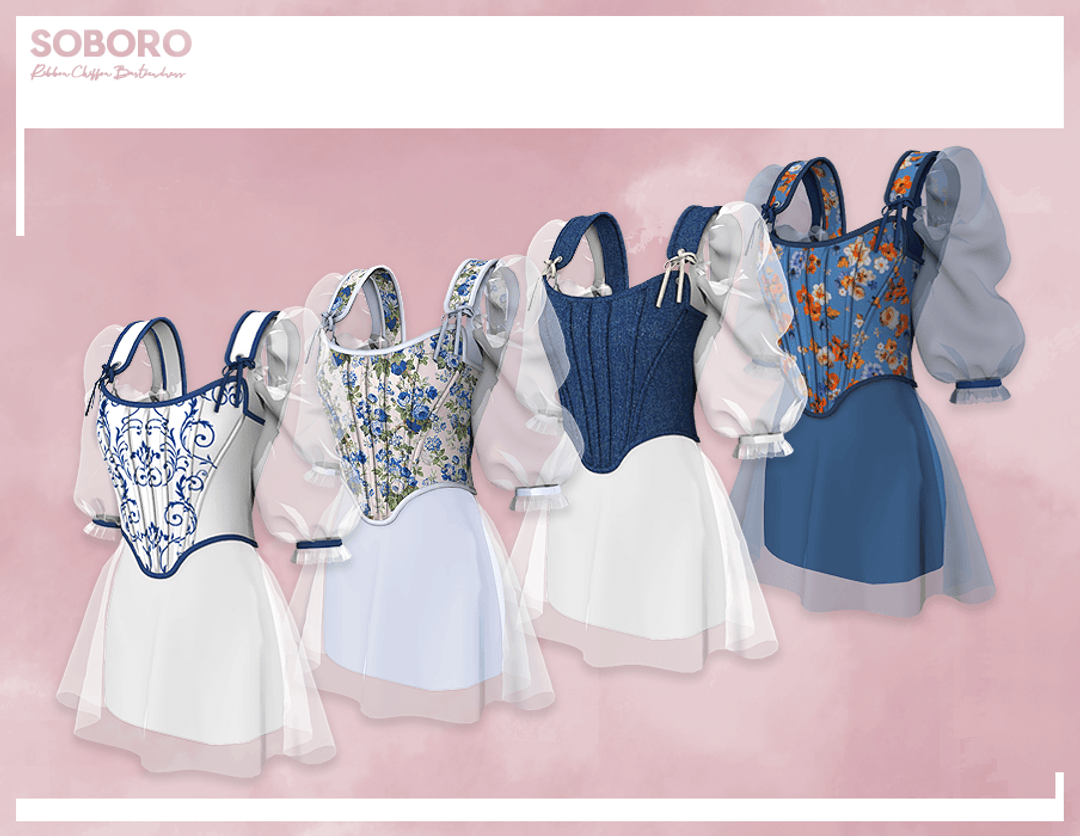 Галерея мода Платье Ribbon Chiffon Bustier Dress #2